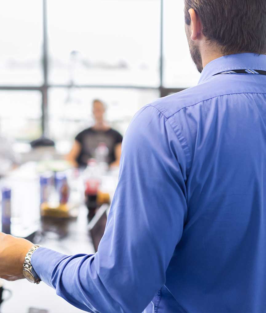 Man hosting workshop